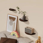 Floating Half Moon Wooden Shelf with Natural Grain Finish All Vera Mart