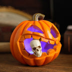 Carved Pumpkin Ornament with Skull Detail for Halloween Decoration All Vera Mart