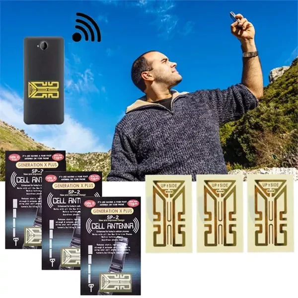 Antenna Signal Booster Stickers with Gold Layer and Peel Stick Installation, Tri Band Compatible All Vera Mart