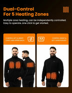Mens Heated Fleece Jacket with Five Carbon Fiber Zones and Three Heat Levels for Outdoors