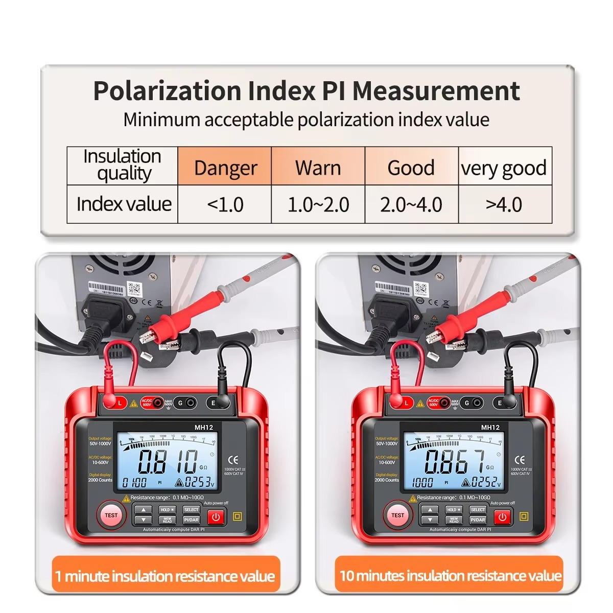 Digital Megohmmeter with Insulation Resistance Testing and 100 Reading Memory All Vera Mart