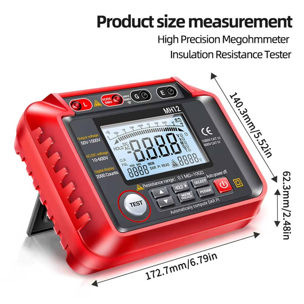 Digital Megohmmeter with Insulation Resistance Testing and 100 Reading Memory All Vera Mart
