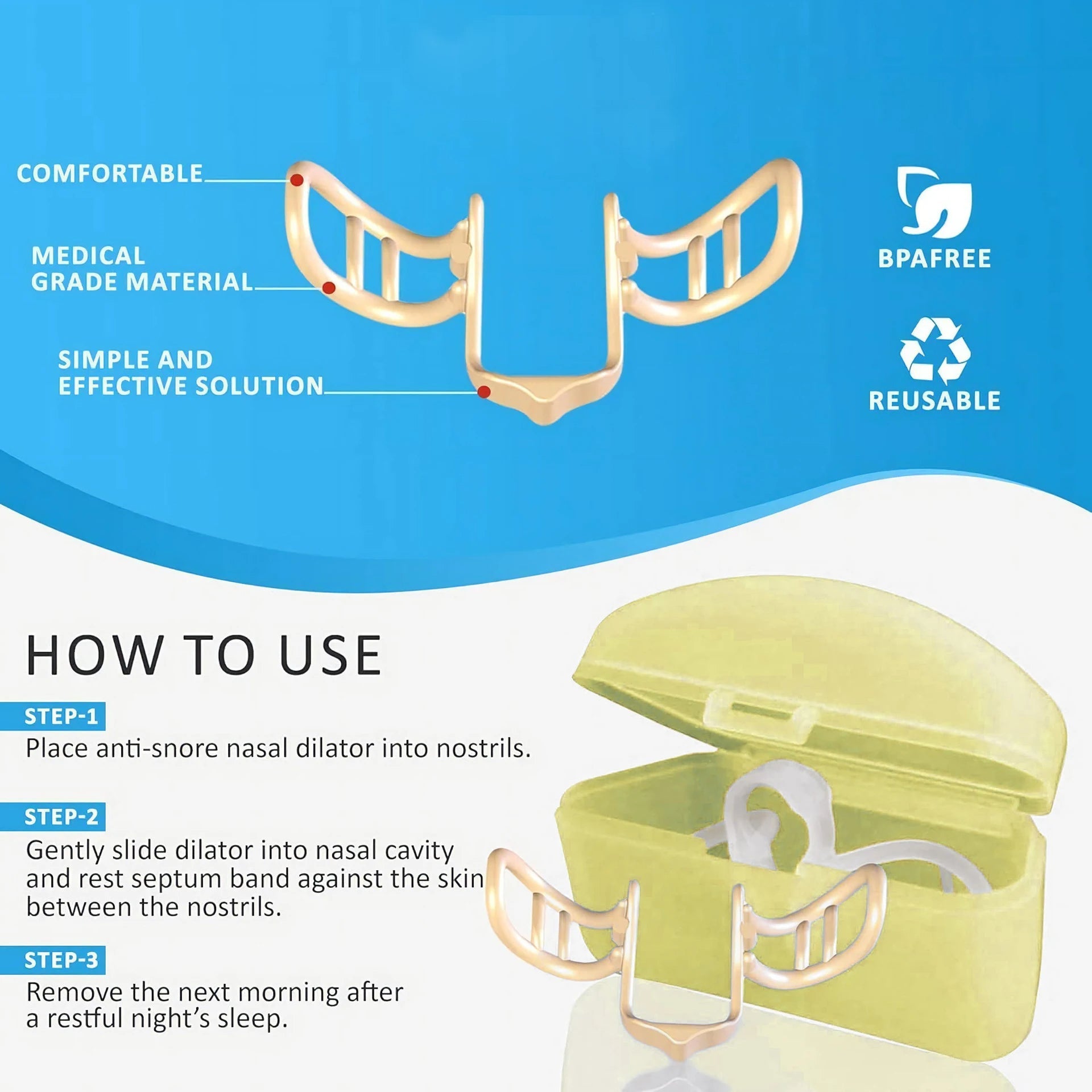 Nasal Dilator with Flexible Wings for Breathing Support and Snoring Reduction All Vera Mart