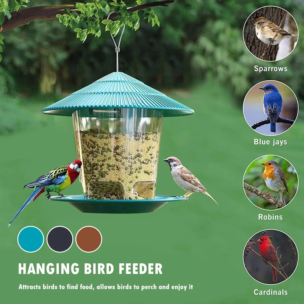 Hexagonal Bird Feeder with Gravity Seed Dispenser and Weather Resistant Design All Vera Mart