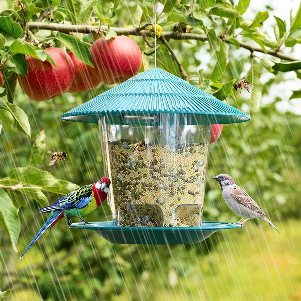 Hexagonal Bird Feeder with Gravity Seed Dispenser and Weather Resistant Design All Vera Mart