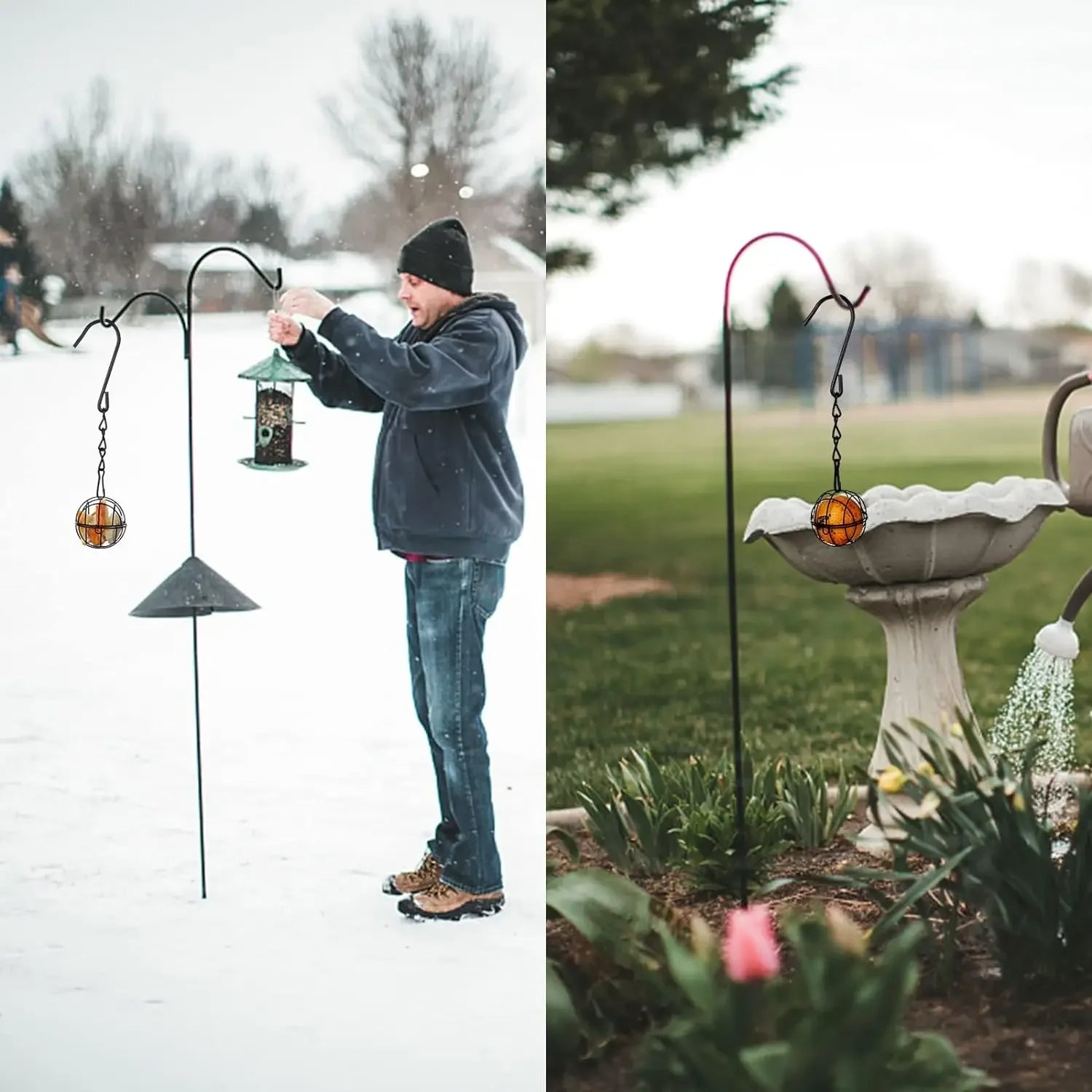 Rust Resistant Bird Feeder Set with Hanging Chains and Squirrel Proof Lids All Vera Mart