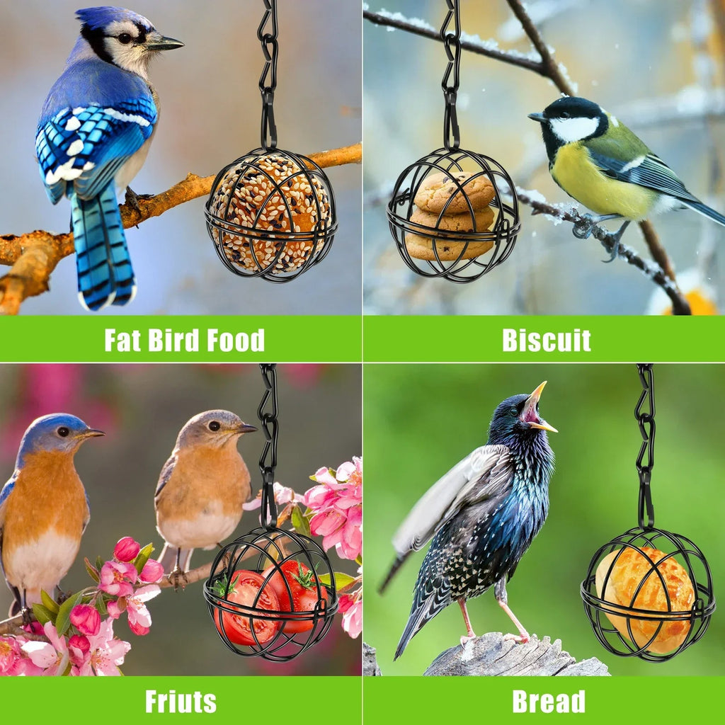 Rust Resistant Bird Feeder Set with Hanging Chains and Squirrel Proof Lids All Vera Mart