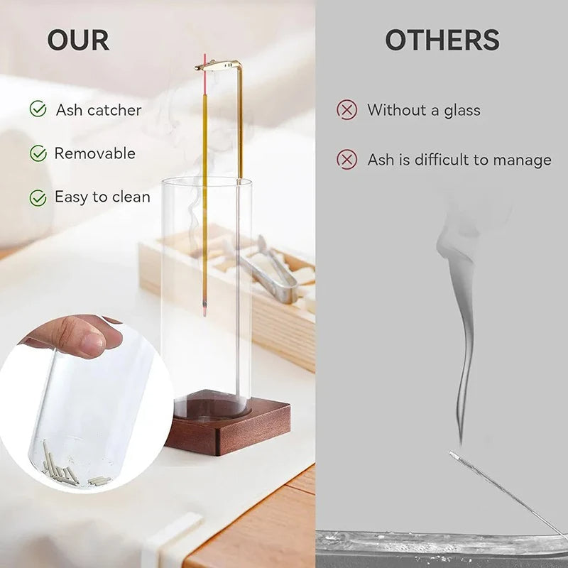 Inverted Incense Stick Holder with Glass Ash Catcher and Screw Fitting All Vera Mart