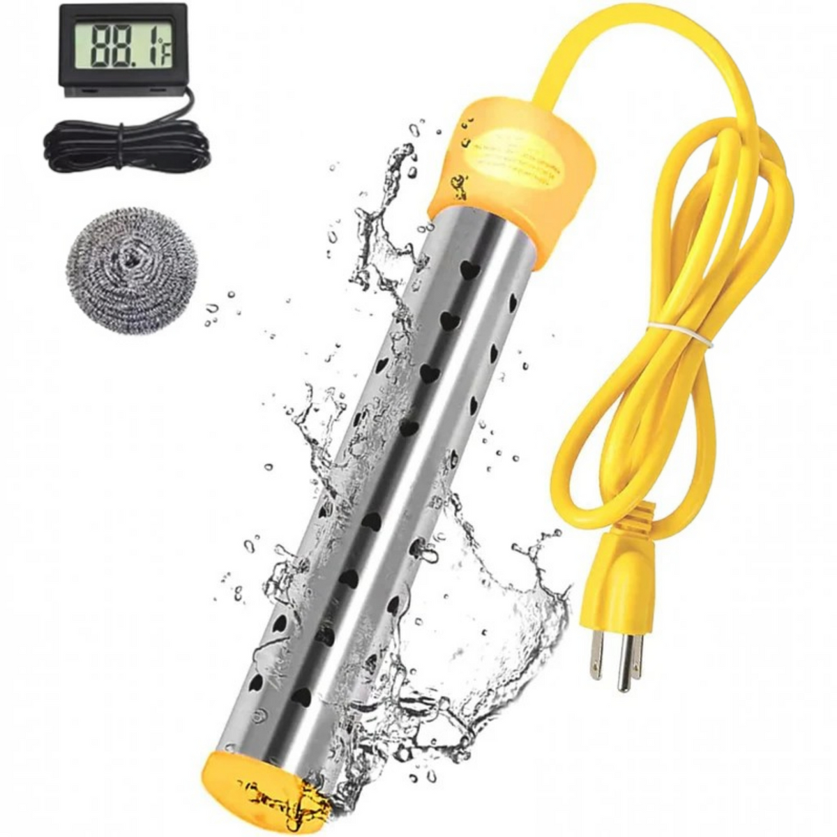 Bucket Water Heater with Stainless Steel Coil and Insulated Handle All Vera Mart