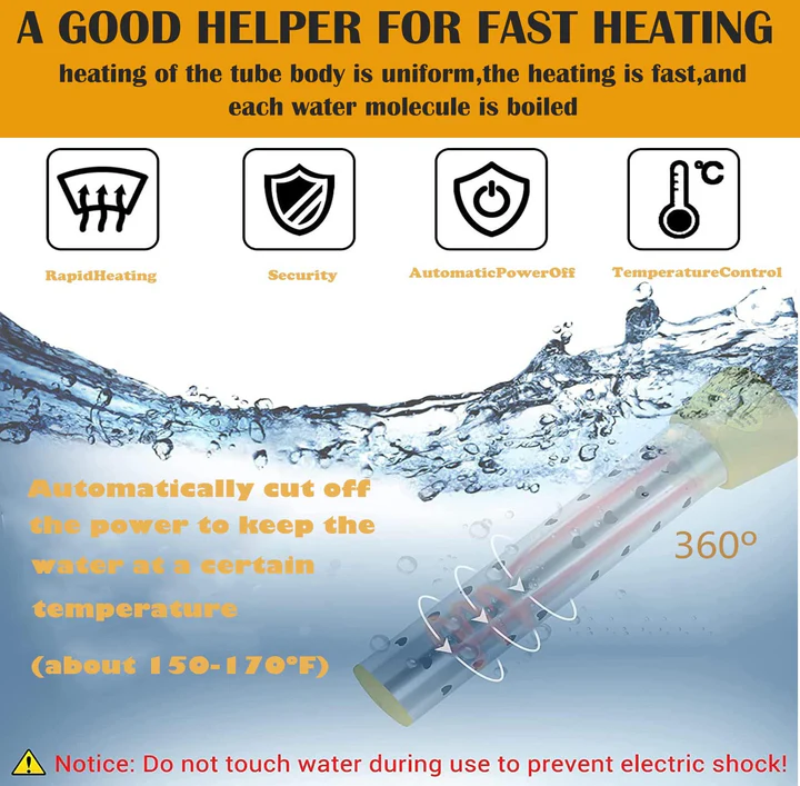 Bucket Water Heater with Stainless Steel Coil and Insulated Handle All Vera Mart