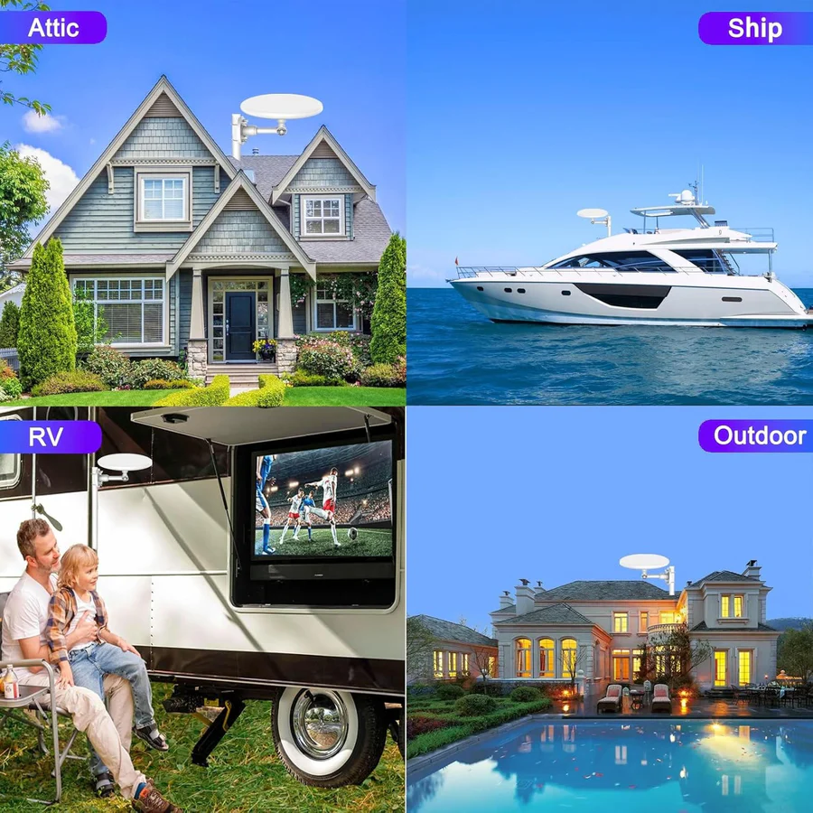 HD Digital Outdoor TV Antenna with 360° Omnidirectional Reception and Amplifier, 40ft Cable All Vera Mart