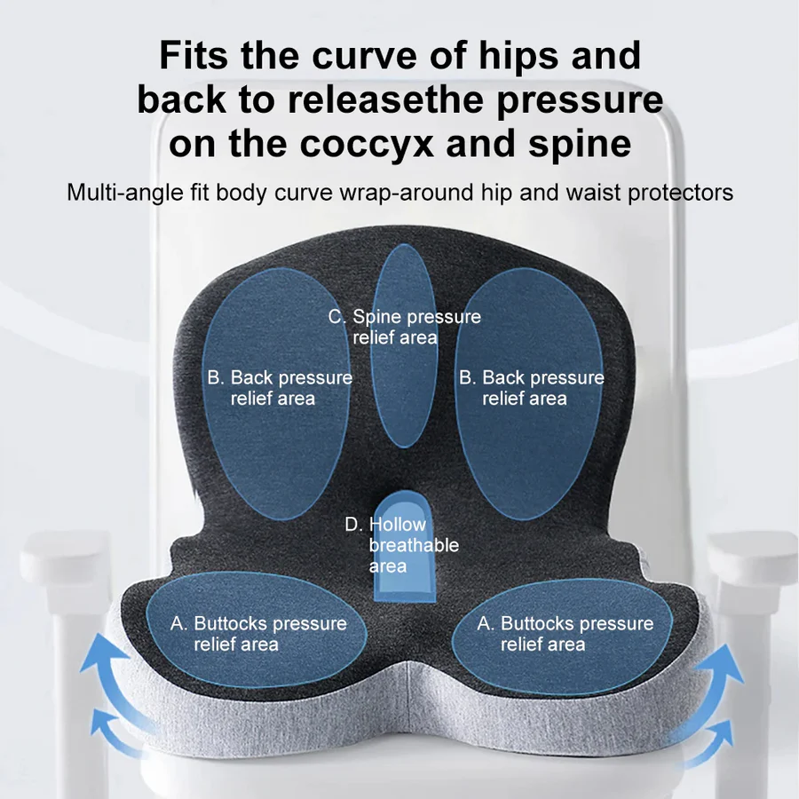 L-Shaped Memory Foam Cushion with Lumbar Support and Removable Washable Cover All Vera Mart