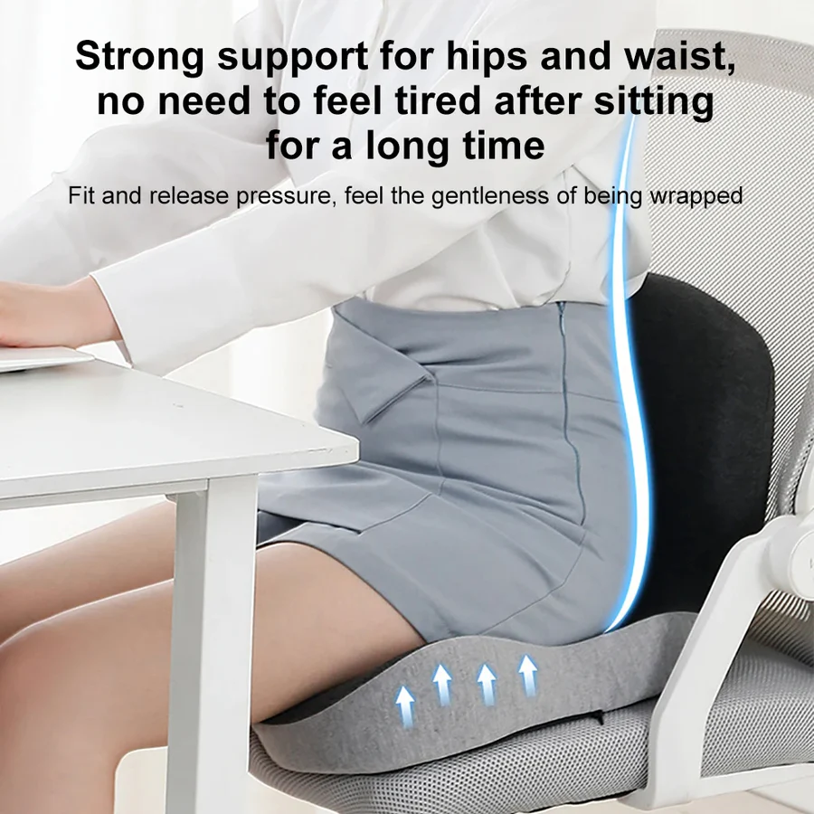 L-Shaped Memory Foam Cushion with Lumbar Support and Removable Washable Cover All Vera Mart