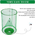 Hanging Fly Trap with Non-Toxic Bait and Expandable Capture Chamber, Reusable All Vera Mart