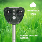 Solar Bird Repellent with Ultrasonic Pulses and Flashing LED Light, USB Backup All Vera Mart