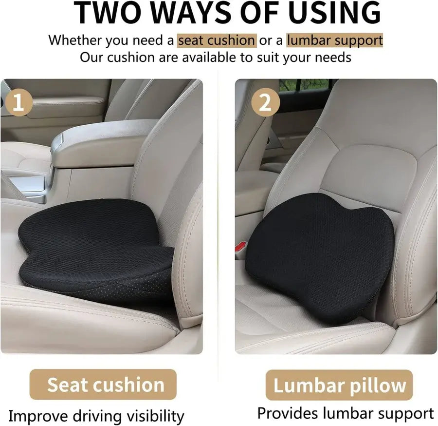 Seat Cushion for Short Drivers with 3.5 in Lift and Memory Foam, Removable Cover All Vera Mart
