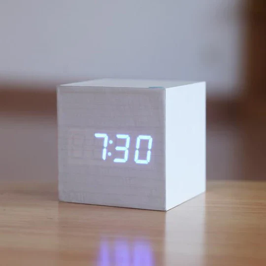 Digital LED Wood Clock with USB and Battery Power, Alarm Function All Vera Mart