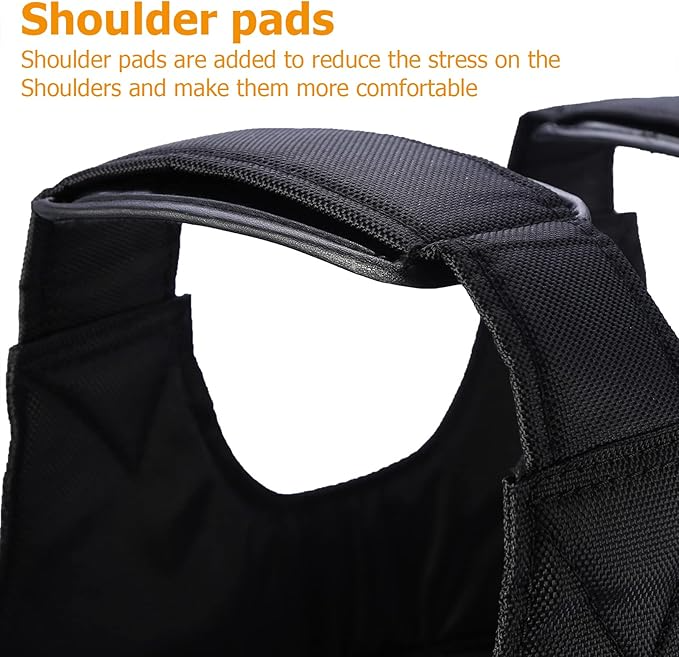 Weighted Vest with Removable Iron Sand Pouches and Padded Shoulders, Up to 110 lb All Vera Mart
