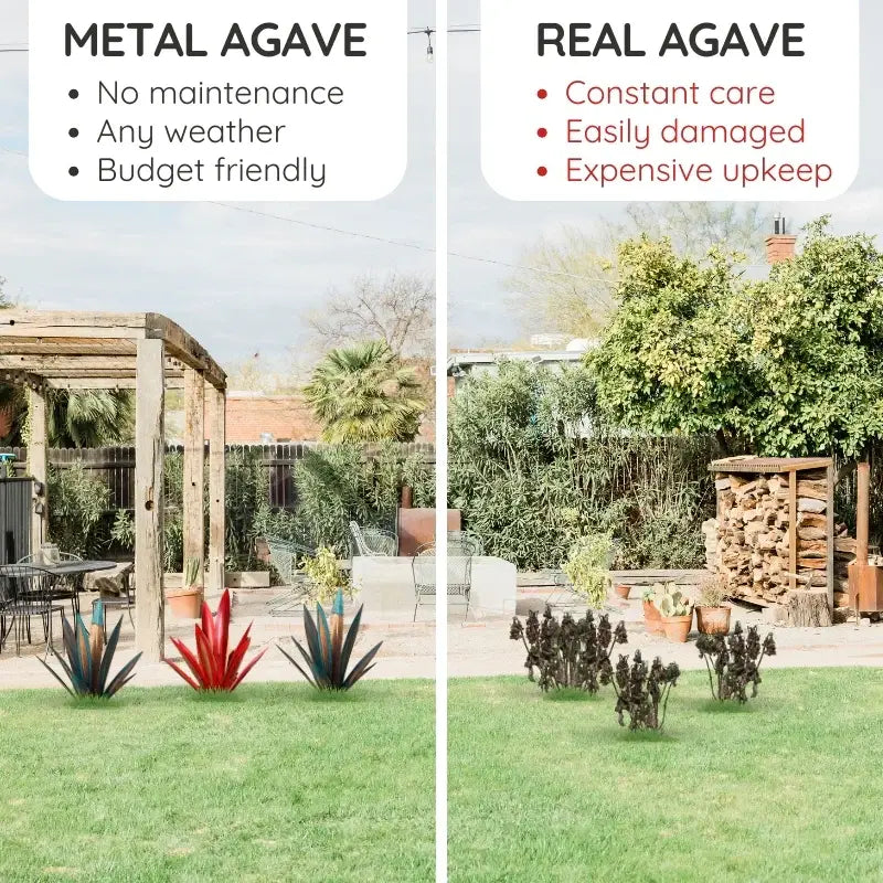 Metal Plant Sculpture with Weatherproof Steel and Rustic Finish, Indoor Outdoor Accent All Vera Mart