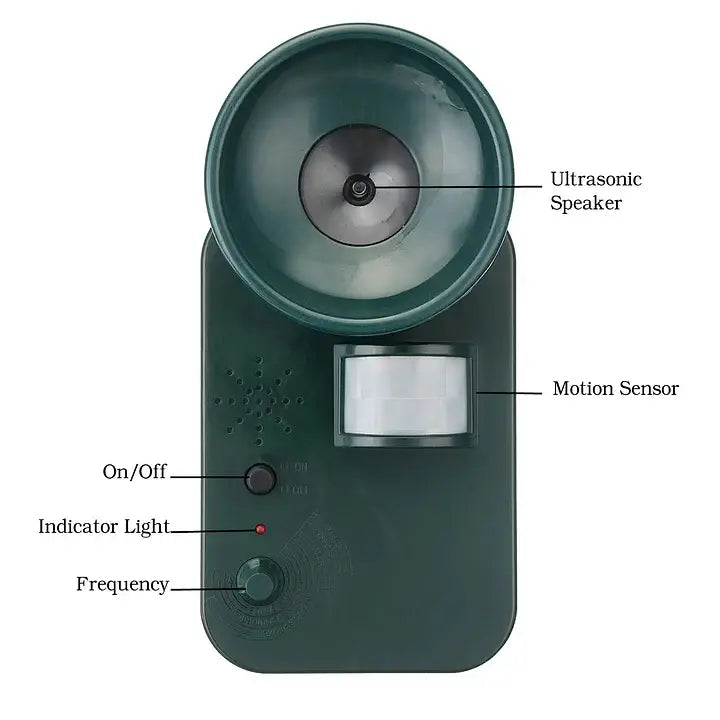 Ultrasonic Animal Repeller with Adjustable Frequency and Motion Sensor, 5,000 Sqft All Vera Mart