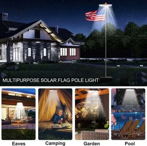 Solar LED Flagpole Light with Automatic Dusk Sensor and 700 Lumens, 12-Hour Runtime All Vera Mart