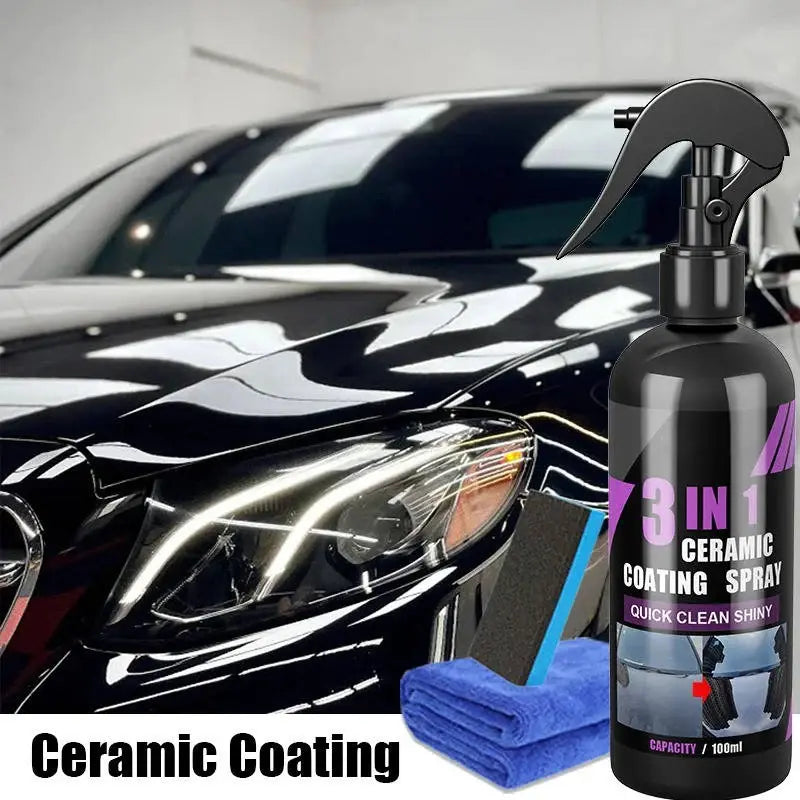 Ceramic Car Coating with Hydrophobic Protection and Microfiber Towel, Up to 12-Month Gloss All Vera Mart