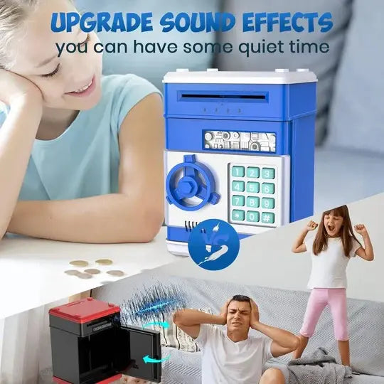 Kids Electronic Piggy Bank with Automated Bill Slot and Dual Lock Security, LED Prompts All Vera Mart