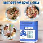 Kids Electronic Piggy Bank with Automated Bill Slot and Dual Lock Security, LED Prompts All Vera Mart