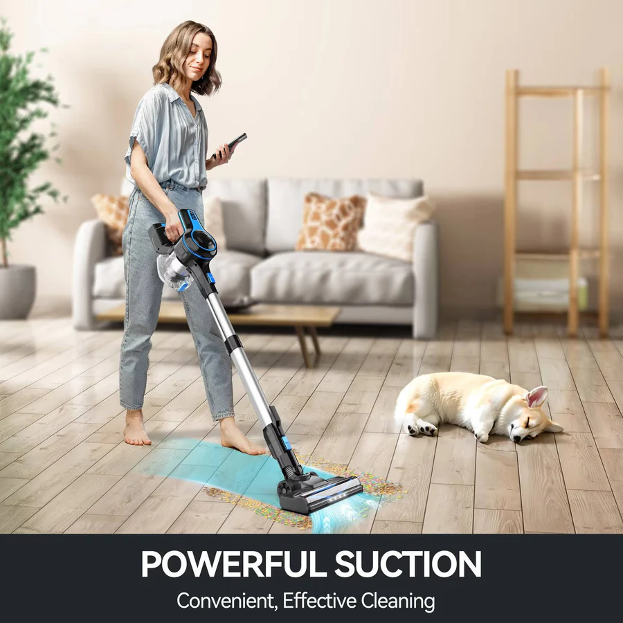 Cordless Stick Vacuum with Motorized Brush Head and LED Headlights, 45-Minute Runtime All Vera Mart