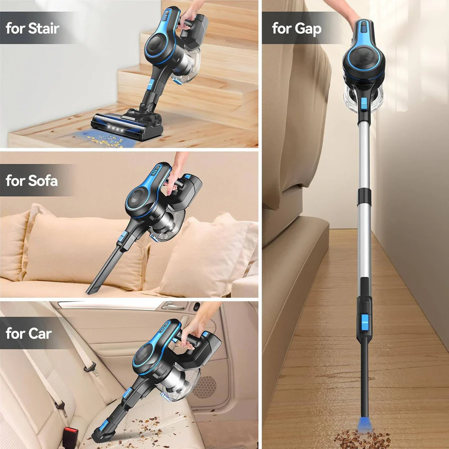 Cordless Stick Vacuum with Motorized Brush Head and LED Headlights, 45-Minute Runtime All Vera Mart