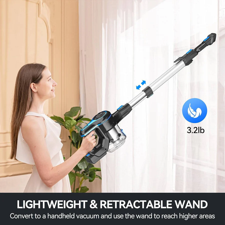 Cordless Stick Vacuum with Motorized Brush Head and LED Headlights, 45-Minute Runtime All Vera Mart