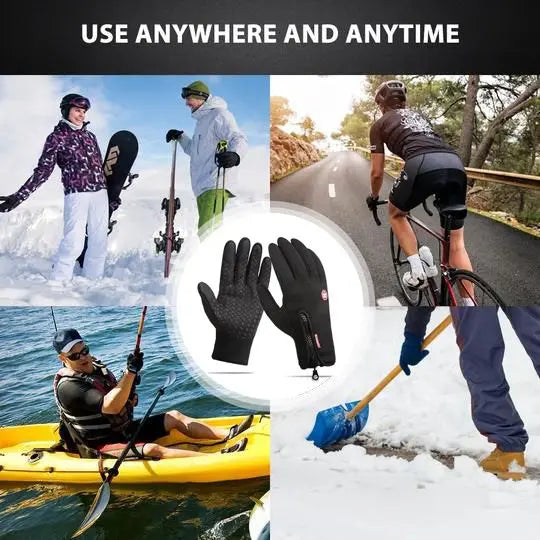 Touchscreen Winter Gloves with Triple-Layer Insulation and Anti-Slip Palm, Zippered Cuff All Vera Mart