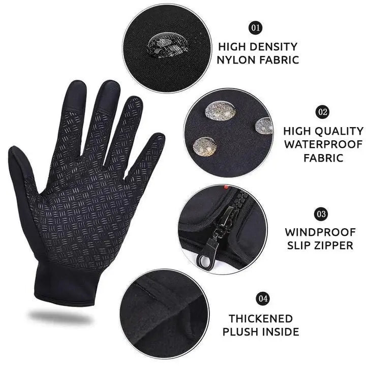 Touchscreen Winter Gloves with Triple-Layer Insulation and Anti-Slip Palm, Zippered Cuff All Vera Mart