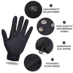 Touchscreen Winter Gloves with Triple-Layer Insulation and Anti-Slip Palm, Zippered Cuff All Vera Mart