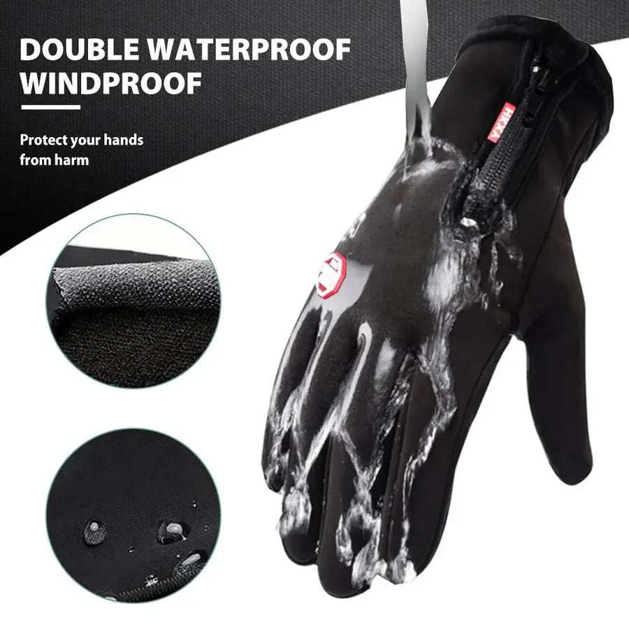 Touchscreen Winter Gloves with Triple-Layer Insulation and Anti-Slip Palm, Zippered Cuff All Vera Mart