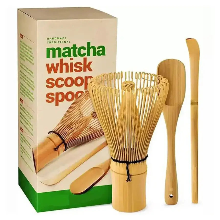Matcha Tea Set with Bamboo Whisk and Measuring Spoon, Ceramic Preparation Bowl All Vera Mart