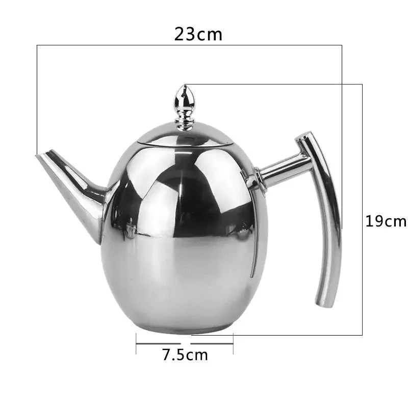 Stainless Steel Teapot with Built-In Strainer and Drip-Resistant Spout, 33oz All Vera Mart