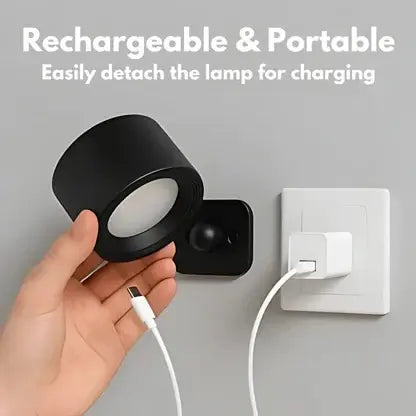 Rechargeable Wall Lamp with Magnetic 360° Swivel and Touch Dimmer, USB-C Charging All Vera Mart