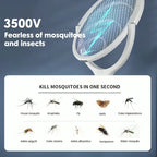 Bug Zapper Racket with Fast USB-C Charging and Adjustable Pivoting Head, Stand Included All Vera Mart