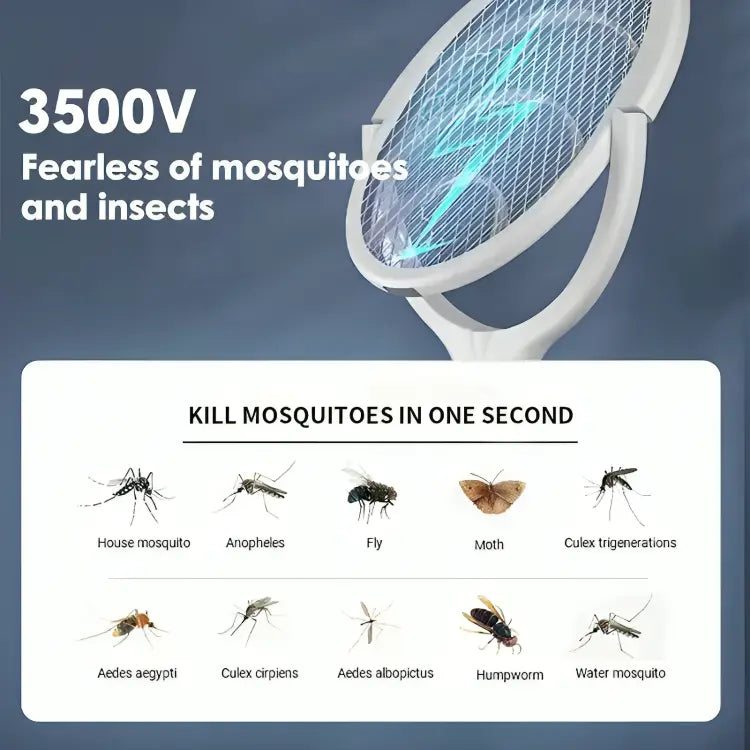 Bug Zapper Racket with Fast USB-C Charging and Adjustable Pivoting Head, Stand Included All Vera Mart