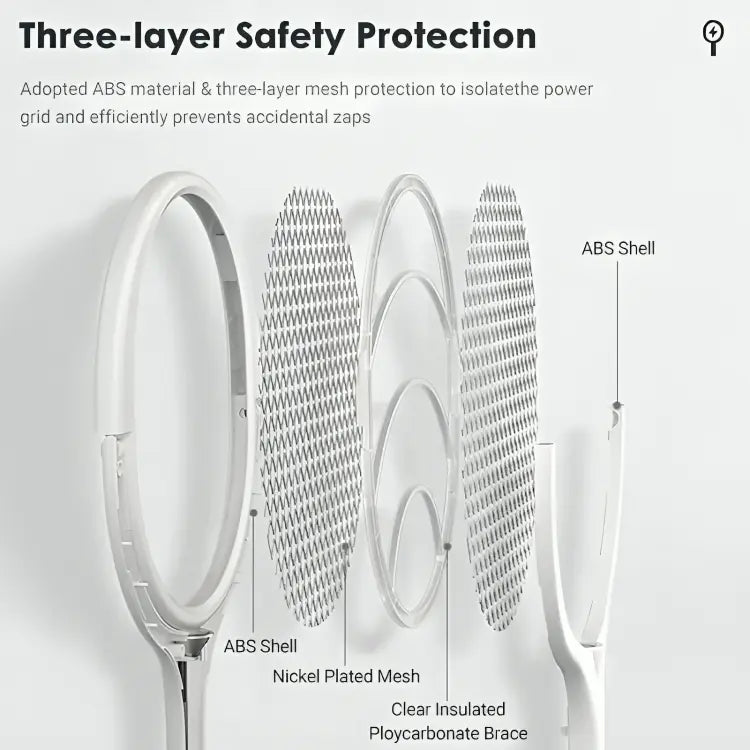 Bug Zapper Racket with Fast USB-C Charging and Adjustable Pivoting Head, Stand Included All Vera Mart