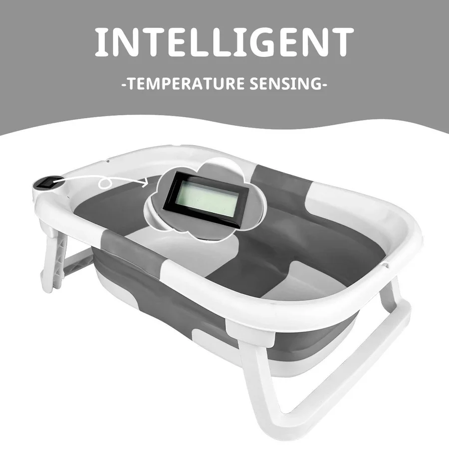 Newborn Bath Tub with Color Changing Temperature Alert and Non-Slip Footpads, Foldable Design All Vera Mart
