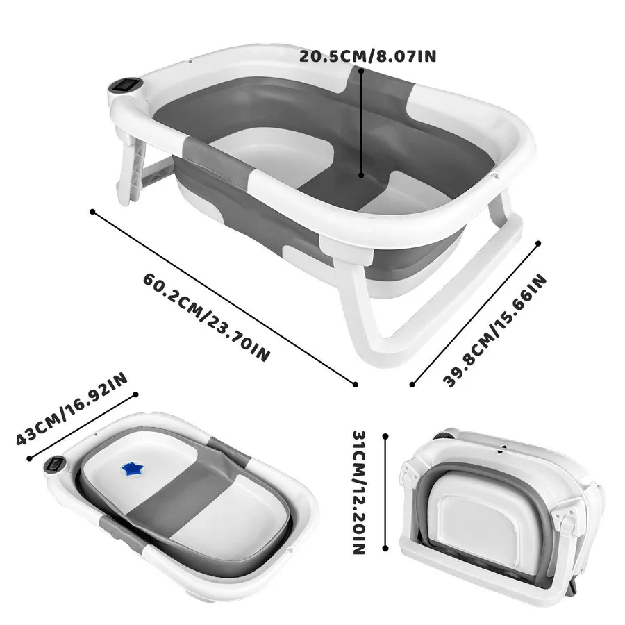 Newborn Bath Tub with Color Changing Temperature Alert and Non-Slip Footpads, Foldable Design All Vera Mart