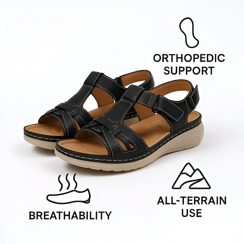 Women's Open Toe Sandals with Arch Support and Shock Absorbing Midsole, Adjustable Straps All Vera Mart