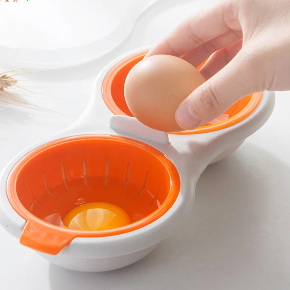 Two Egg Microwave Poacher with Nonstick Surface and Drain Basket All Vera Mart