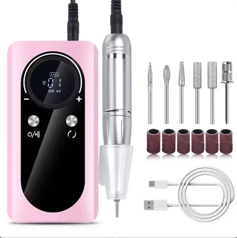Electric Nail Drill with Variable Speed Control and Six Metal Bits, LCD Display All Vera Mart