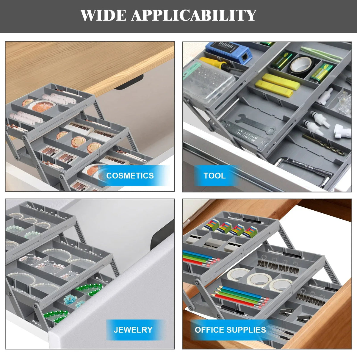 Foldable Drawer Organizer with Multiple Compartments and Vertical Storage All Vera Mart