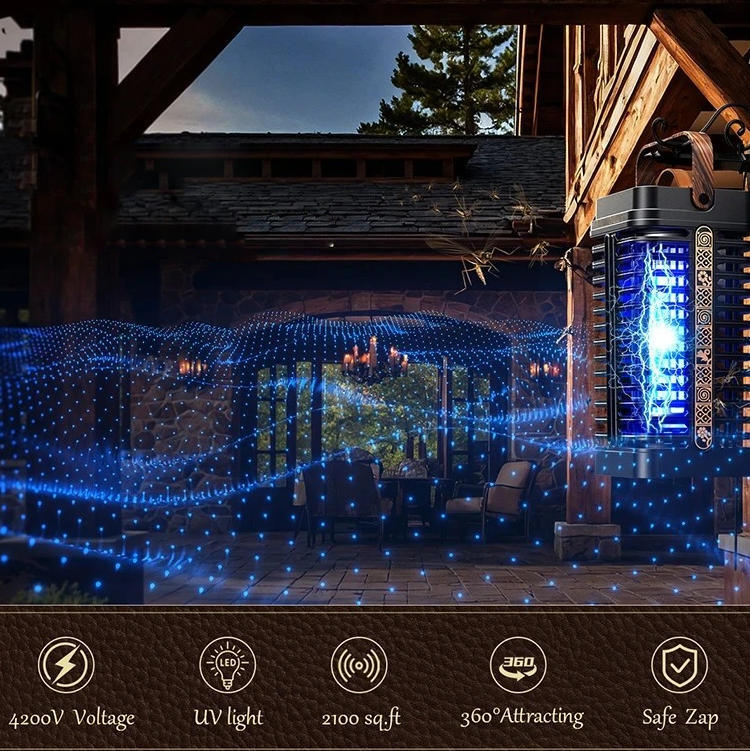 Electric Bug Zapper with 4200 Volt Grid and 365nm UV Bulb for Outdoor Patios All Vera Mart