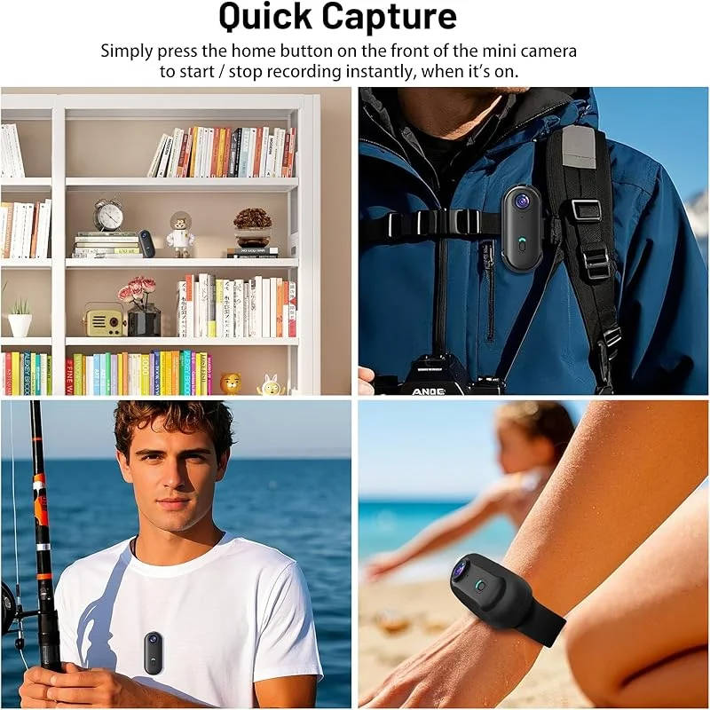 4K Wearable Camera with Magnetic Mount and 360-Degree Rotating Clip, 7 Accessories All Vera Mart