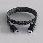 Self-Coiling Magnetic Charging Cable with Braided Fabric and Dual Tips, 3.3ft All Vera Mart